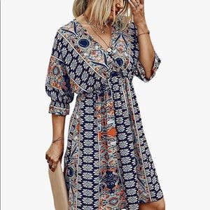Bohemian short sleeve dress